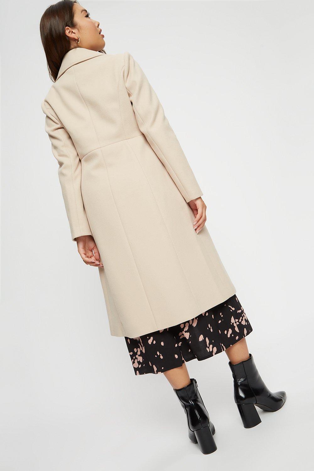 cream fit and flare coat